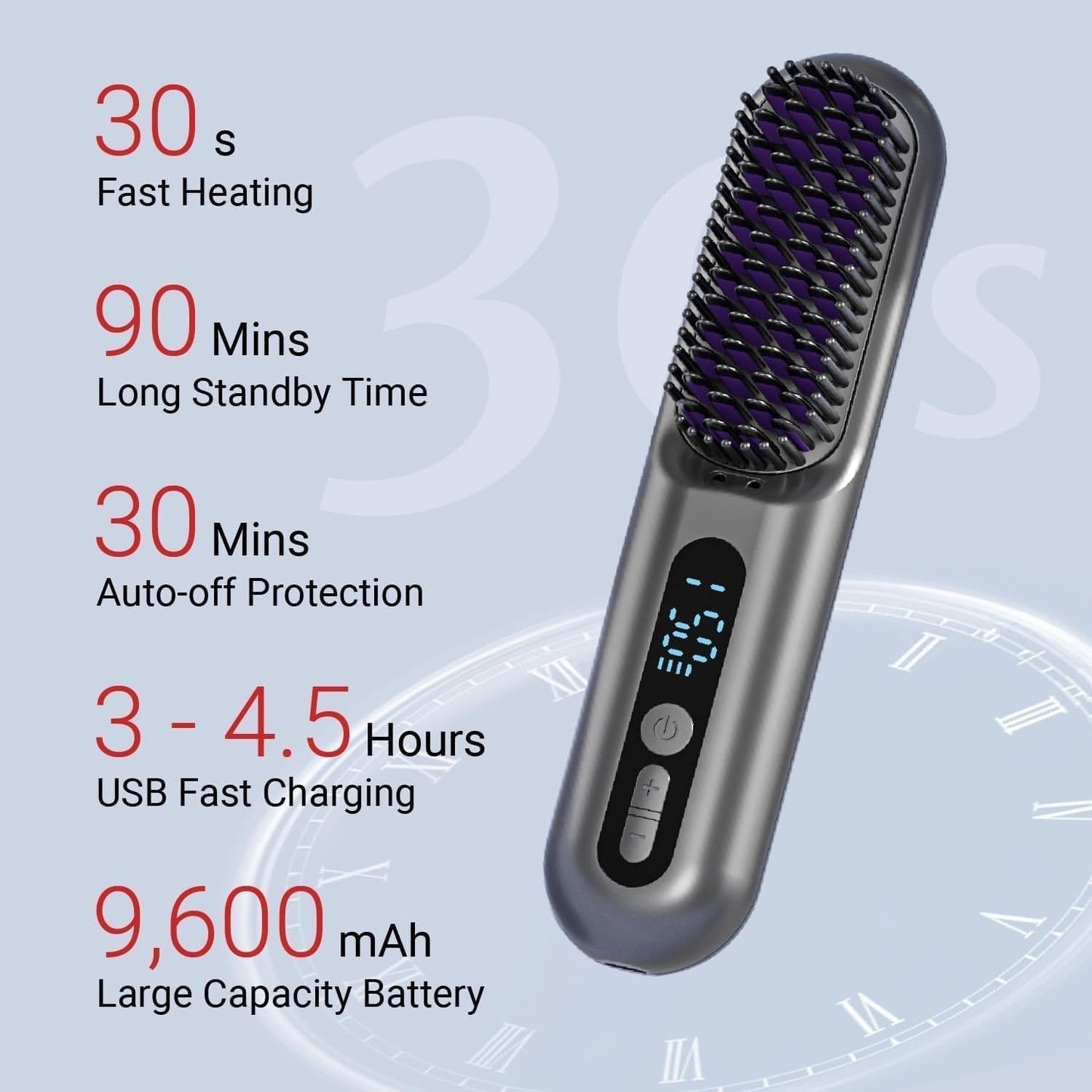 Cordless 2-in-1 Hair Straightener Brush