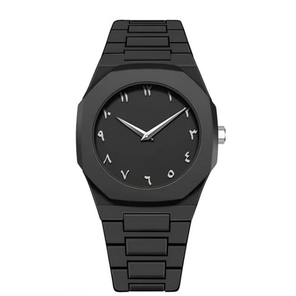 Arabic Aura Black Watch – Minimalist Arabic Numeral Watch for Men